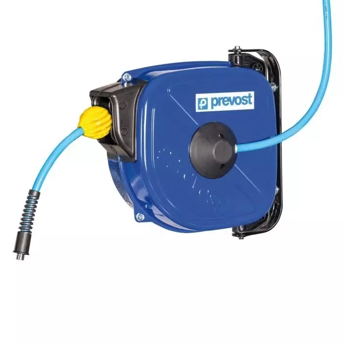 PREVOST Wall Mounted 12m Air Hose Reel, 10 mm Inner Diameter, 14 mm Outer Diameter, 800 LPM Flow Rate, DRFB 1012N