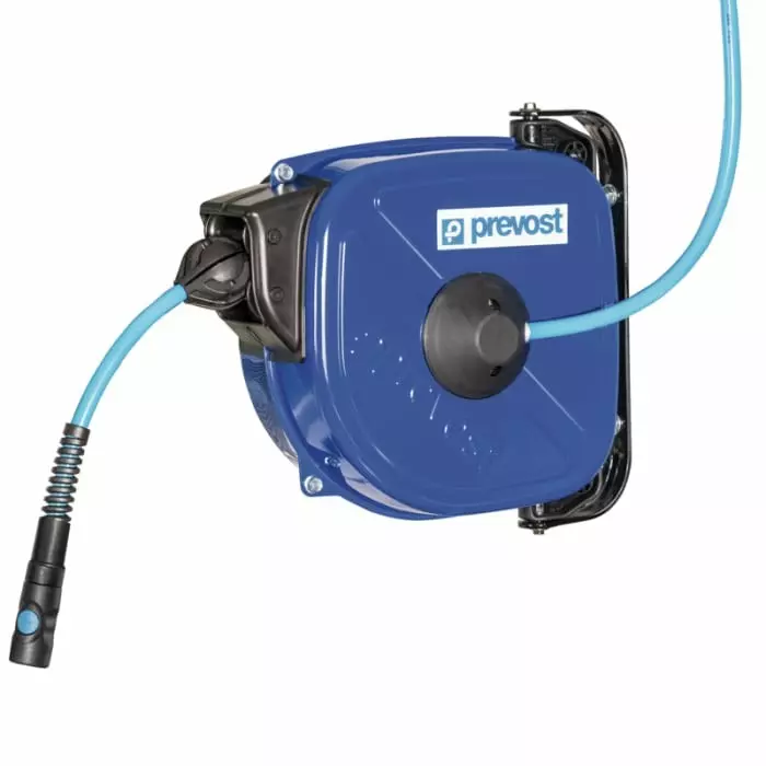PREVOST Wall Mounted 15m Air Hose Reel, 8 mm Inner Diameter, 12 mm Outer Diameter, 350 LPM Flow Rate, DRF 0815CS