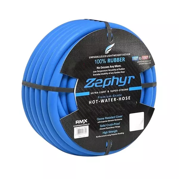 Zephyr Rubber Hot-N-Cold Water Hose with Fitting Blue 19 mm x 45 m, ZW1945