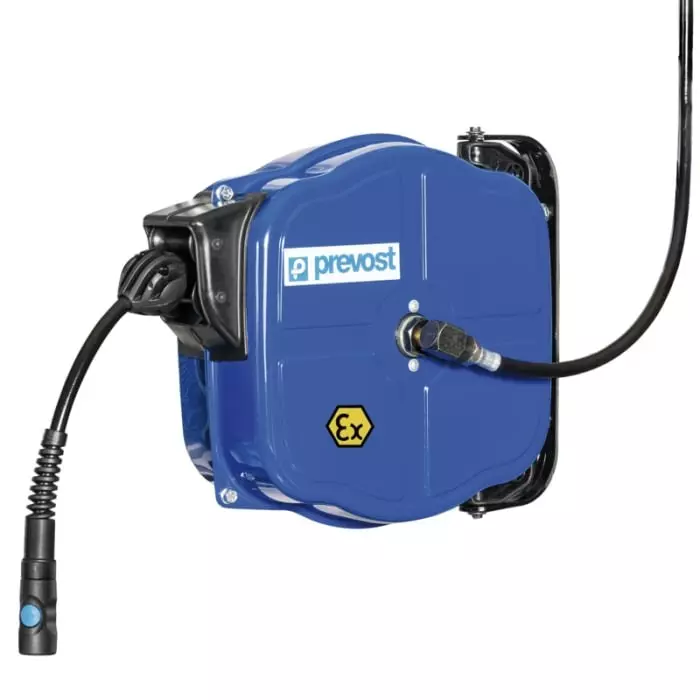 PREVOST Wall Mounted 12m Air Hose Reel, 10 mm Inner Diameter, 14 mm Outer Diameter, 800 LPM Flow Rate, DPFEX 1012IS