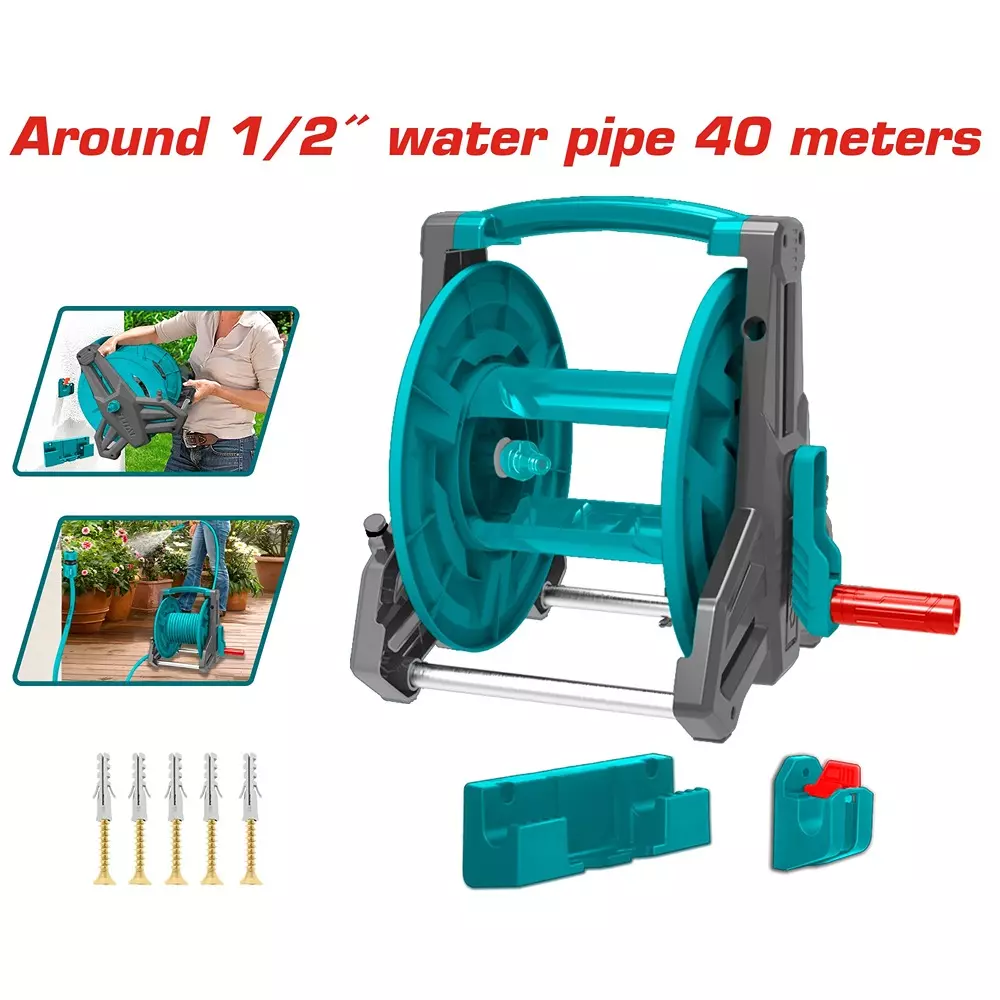 total-hose-reel-40-m-for-12-inch-127-mm-hose-wall-mount-foldable-handle-pp-aluminum-thhr40122