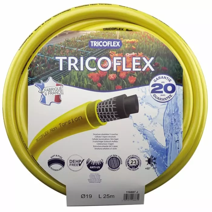 TRICOFLEX PVC Hose Pipe 19 mm ID 25.3 mm OD Yellow 25m, 116887