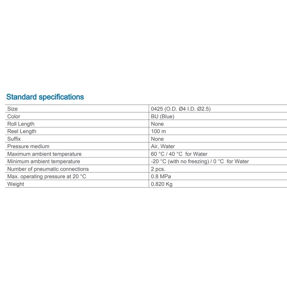 SMC TU Polyurethane 4x2.5 mm Compressed Air Pipe 100 m, TU0425BU-100