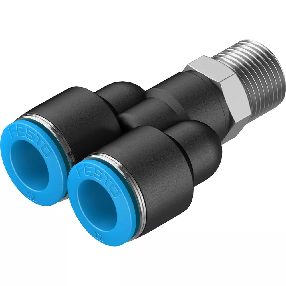 FESTO Push-in Y-Fitting PBT Housing Material 8.4 mm Nominal Size, QSY-3/8-12 (Pack of 10)