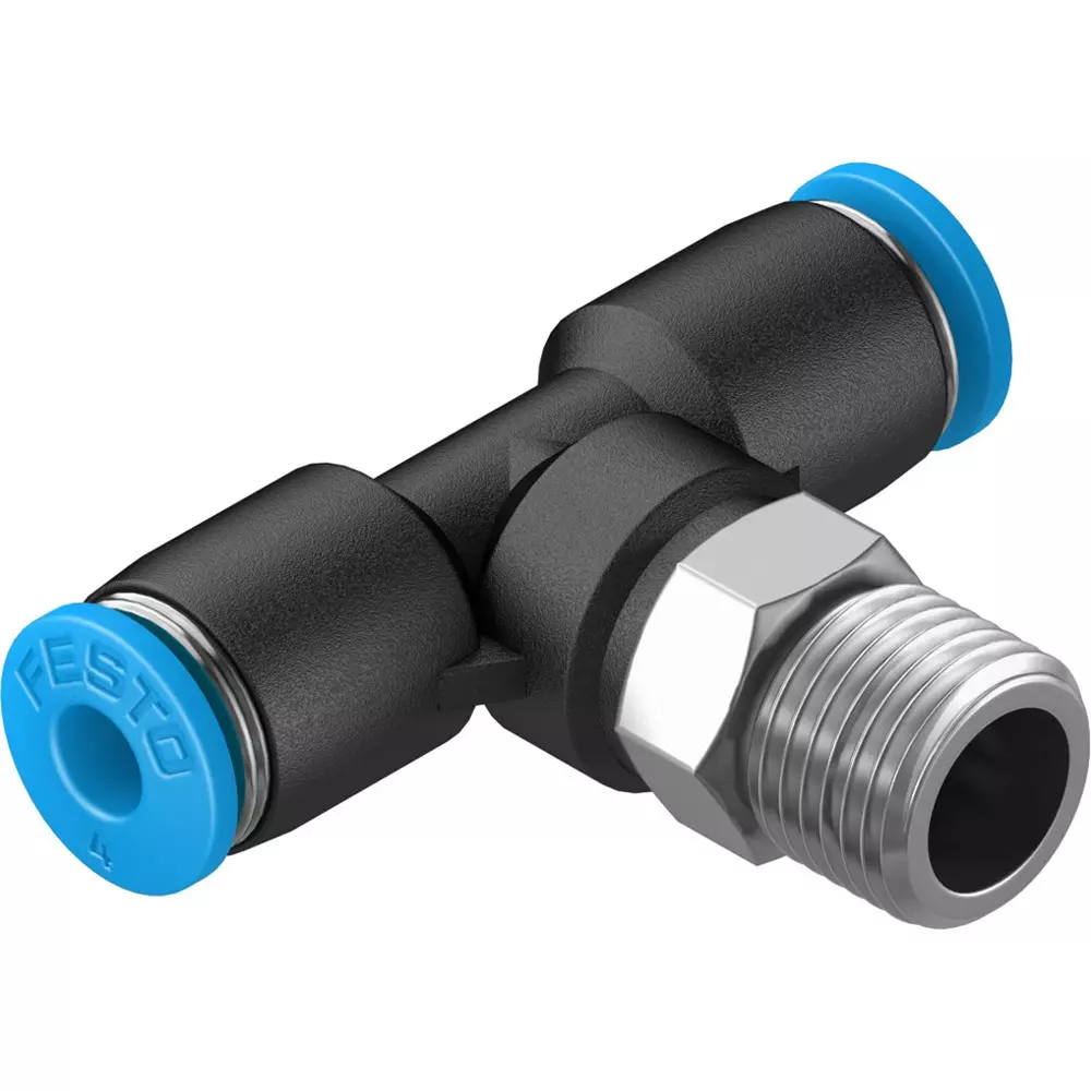 FESTO Push-in T-Fitting PBT Housing Material 2.8 mm Nominal Size, QST-1/8-4-100 (Pack of 10)