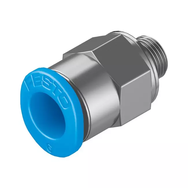 FESTO Push-in Fitting Brass, Nickel-Plated Housing Material 2.1 mm Nominal Size, QSM-M5-6-100 (Pack of 10)