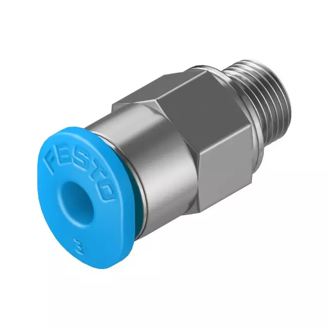 FESTO Push-in Fitting Brass, Nickel-Plated Housing Material 2 mm Nominal Size, QSM-M5-3-100 (Pack of 10)