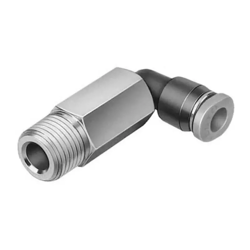 Festo Elbow Threaded Adaptor R 1/8 Male Connector A Threaded-to-Tube, QSMLL-1/8-6 (Pack of 10 Pcs)