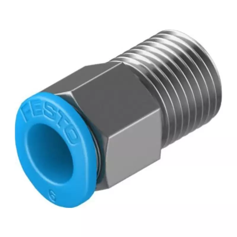 Festo Straight Threaded Adaptor R 1/8 Male Connector A Threaded-to-Tube, QSM-1/8-6-100 (Pack of 100 Pcs)