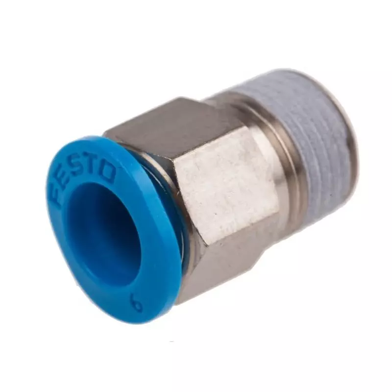 Festo Straight Threaded Adaptor QS R 1/8 Male Connector A Threaded-to-Tube, QSM-1/8-6 (Bag of 10 Pcs)