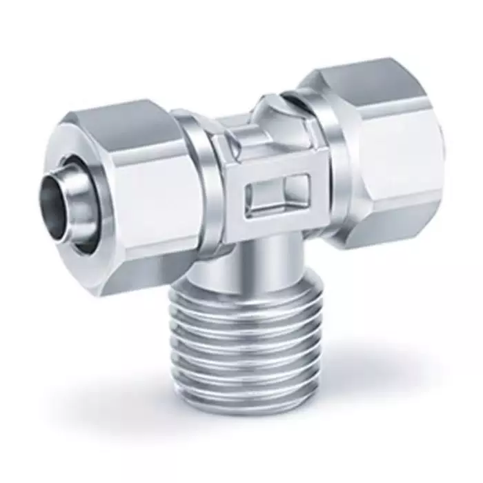 SMC KFG Series Branch Tee, 4 mm to R 1/4 Male, Threaded-to-Tube Connection Style, KFG2T0425-02S