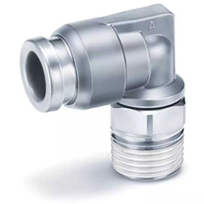 SMC KQB2 Series Elbow Fitting, 10 mm to R 1/2 Male, Threaded-to-Tube Connection Style, KQB2L10-04S