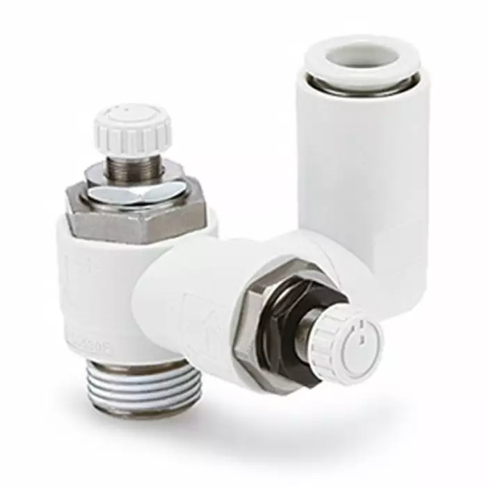 SMC AS230F Series Threaded Pneumatic Silencer Exhaust Restrictor Function Fitting, M5 Inlet Port, 6 mm Tube Inlet, ASD230F-M5-06
