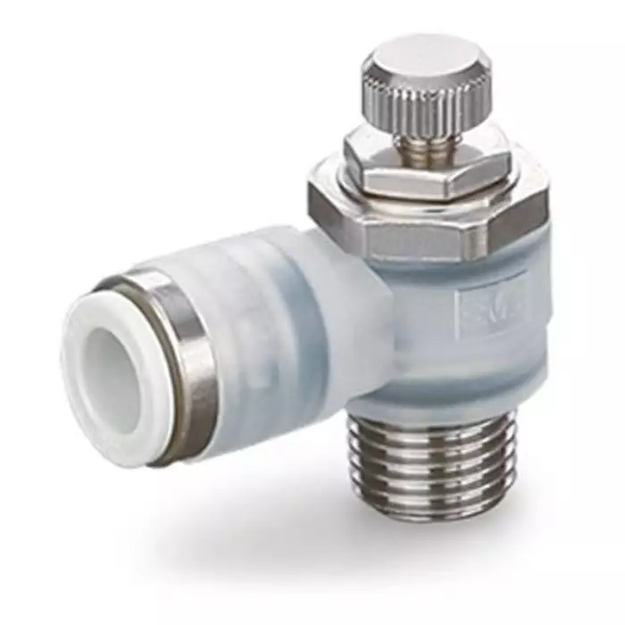 SMC AS-FPG Series Threaded Speed Controller, M5 x 0.8 Male Inlet Port x 6 mm Tube Outlet Port, AS1211FPG-M5-06