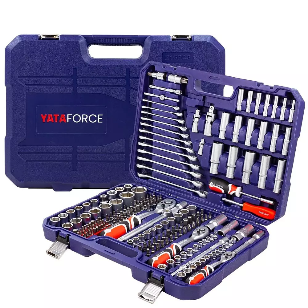 yataforce-216-pcs-socket-kit-with-ratchet-wrenches-chrome-vanadium-steel-14-12-inch-635-127-mm-size-silver-for-home-garage-auto-repairs-use