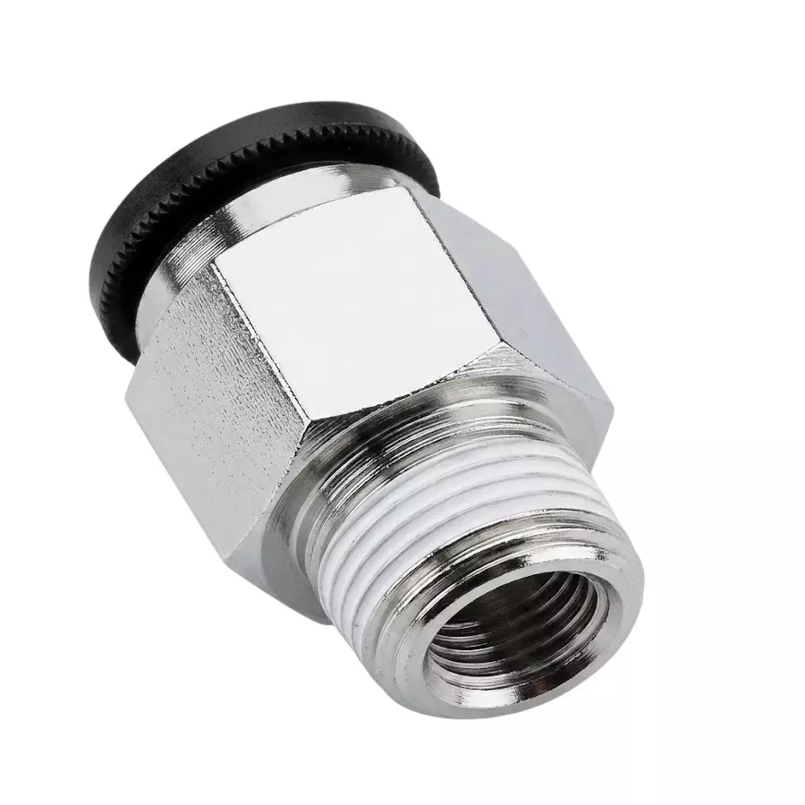 RTQD BSW PU Connector Black Cap Heavy Fitting, Size 1/2 inch (12.7 mm) BSW x 8 mm for Pneumatics Application