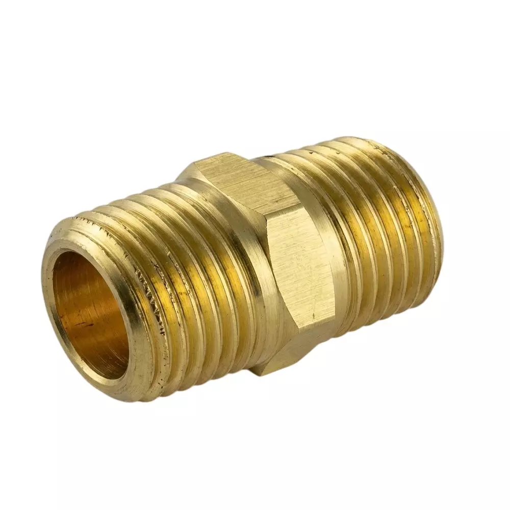 RTQD Brass Hex Nipple in Golden Color, Size 3/4 inch (19.05 mm) for Pneumatic Systems