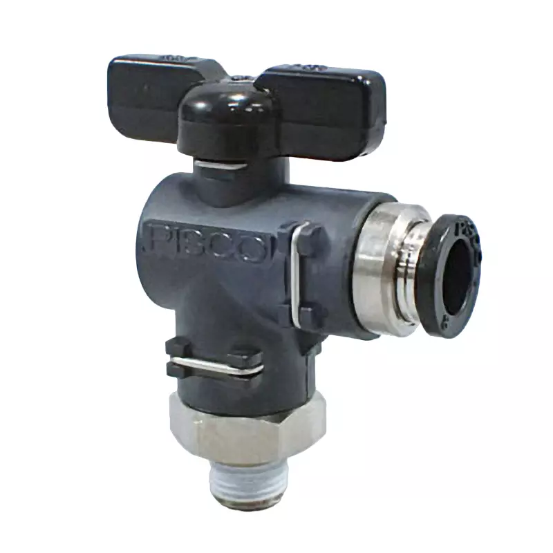PISCO Ball Valve Elbow 8 mm Dia 0 to 0.9 MPa, BVLC20-0801
