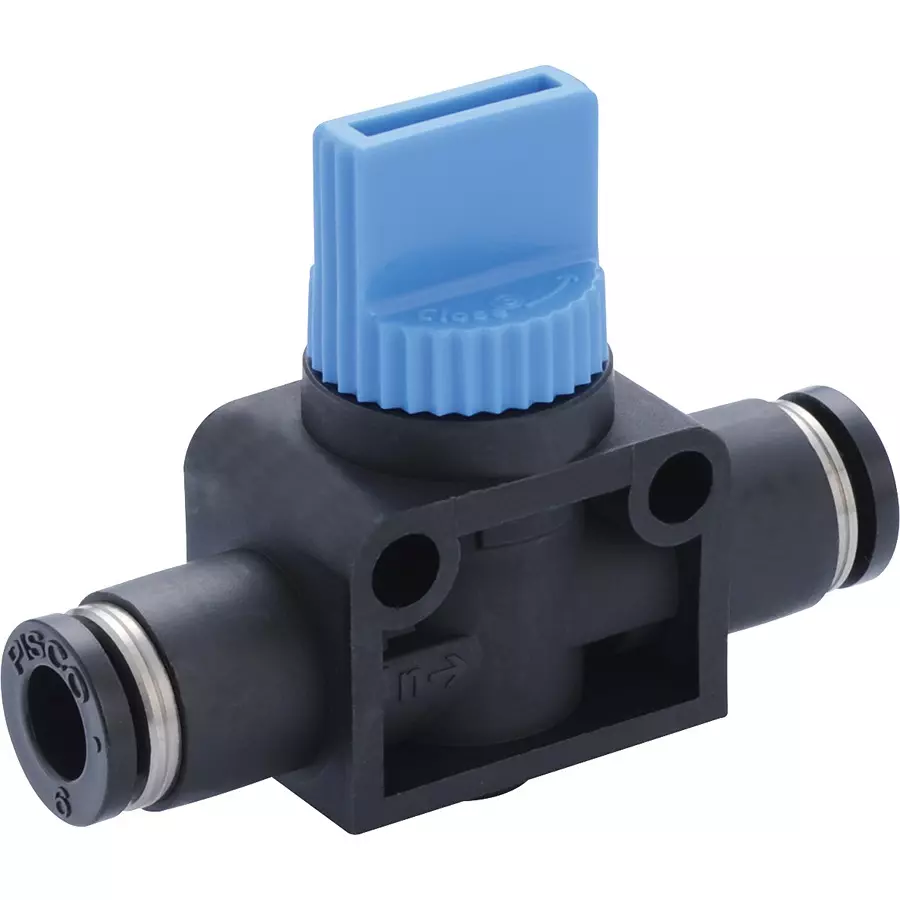 PISCO Hand Valve Union Straight 2-Way 0 to 60℃, HV3/8-3/8-2