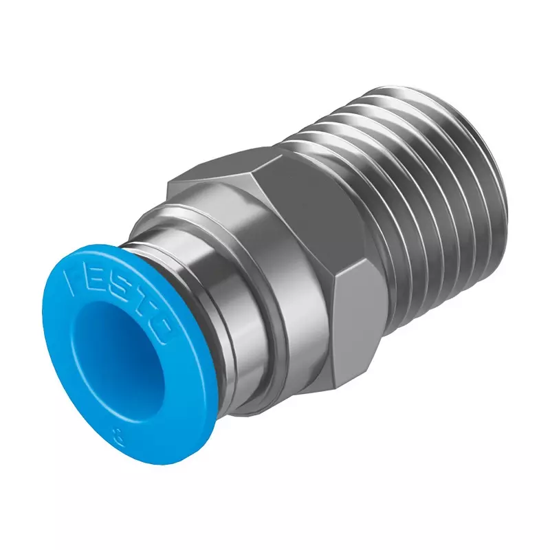 FESTO Push-in Fitting Brass, Nickel-Plated Housing Material 7 mm Nominal Size, QS-1/4-8-50 (Pack of 10)