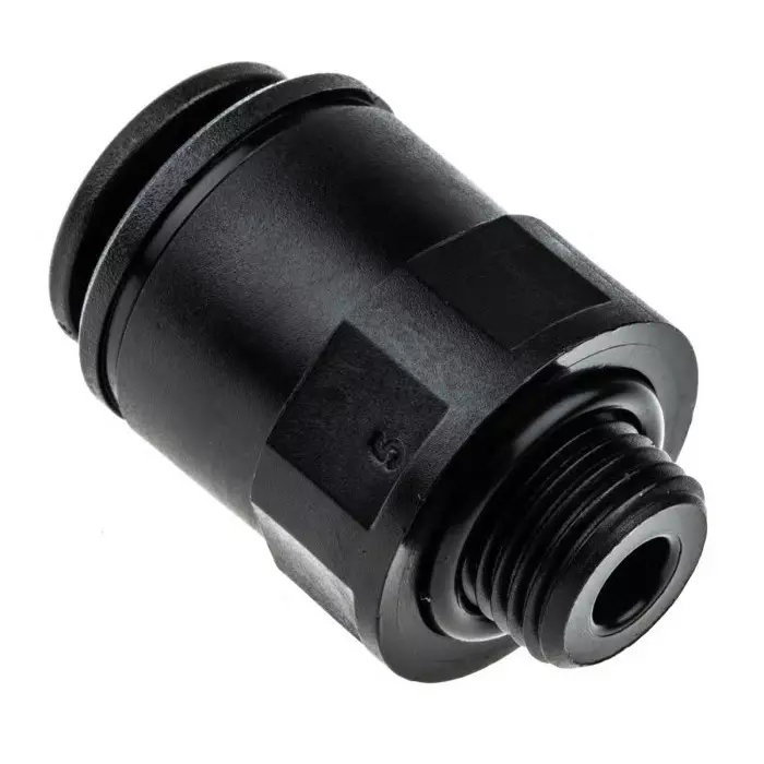 John Guest PM Series Straight Threaded Adaptor G 1/8 Male to Push In 8 mm Threaded-to-Tube Connection Style, PM010811E (Pack of 5)
