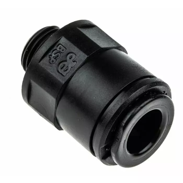 John Guest PM Series Straight Threaded Adaptor G 1/8 Male to Push In 8 mm Threaded-to-Tube Connection Style, PM010811E (Pack of 5)
