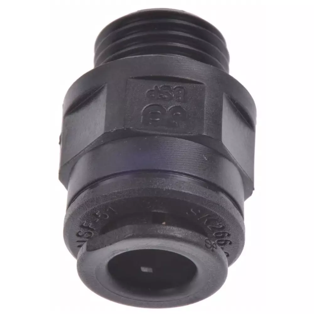 John Guest PM Series Straight Threaded Adaptor G 1/4 Male to Push In 8 mm Threaded-to-Tube Connection Style, PM010812E (Pack of 5)