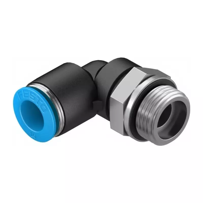 Festo Elbow Threaded Adaptor QSL G 3/8 Male Connector A Threaded-to-Tube, QSL-G3/8-10-20 (Bag of 20 Pcs)