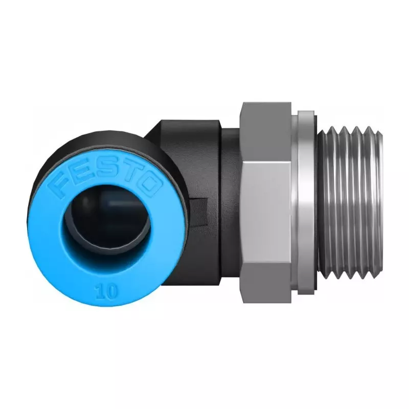 Festo Elbow Threaded Adaptor QSL G 3/8 Male Connector A Threaded-to-Tube, QSL-G3/8-10-20 (Bag of 20 Pcs)
