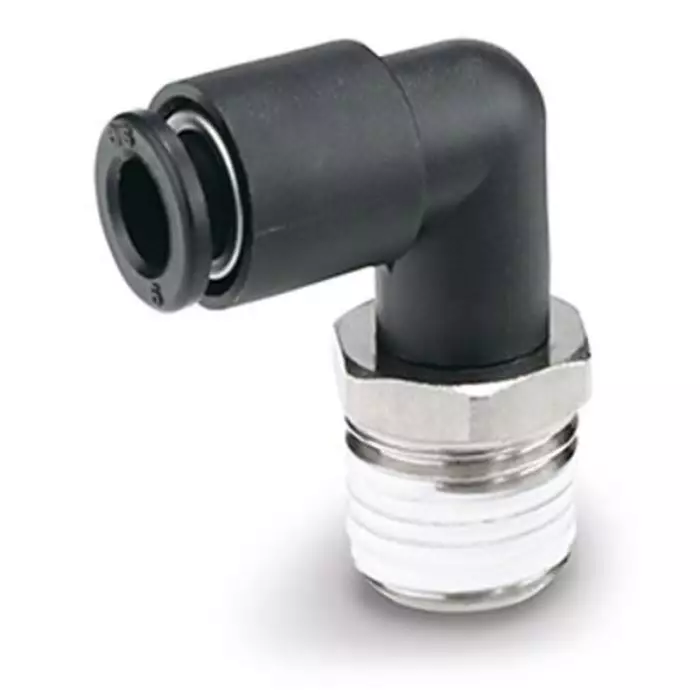 SMC KQ Series Elbow Fitting, Push In 8 mm to R 1/8 Male, Threaded-to-Tube Connection Style, KQL08-02S-X1744