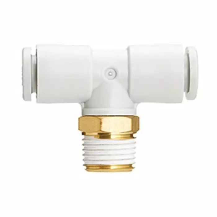 SMC KQ2 Series Branch Tee, 6 mm to G 1/4 Male, Threaded-to-Tube Connection Style, KQ2T06-G02A1 (Pack of 10 )