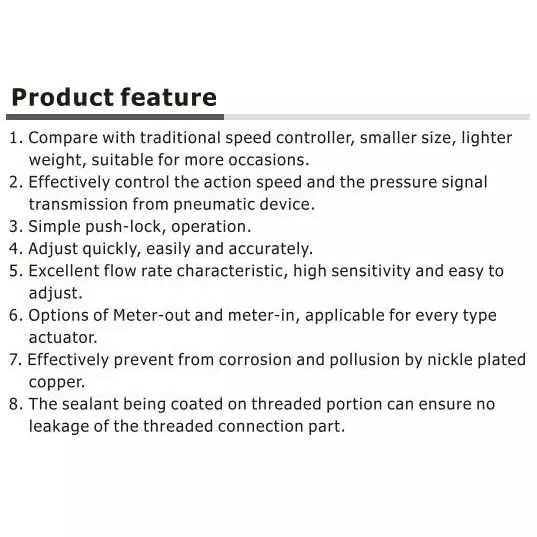 Airtac PTL Series Speed Regulator (Push Lock) 6 mm Dia. 1/4 inch Thread, PTL 602 A D