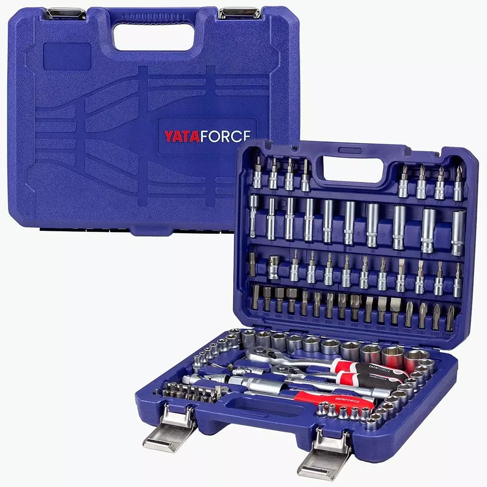 yataforce-108-pcs-socket-kit-with-ratchet-wrenches-chrome-vanadium-steel-14-38-inch-635-952-mm-size-silver-for-home-garage-auto-repairs-use
