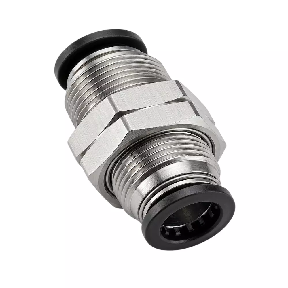 RTQD PMM Series Bulk Head Union Black Cap Heavy Fitting for Panel Bridging, Size 12 mm