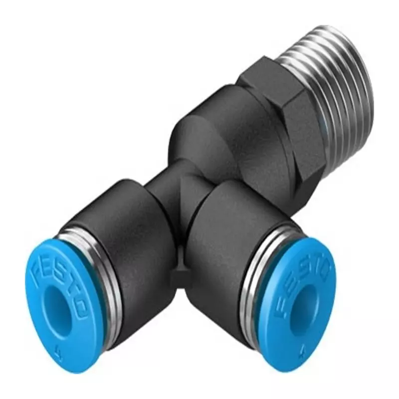 Festo T Fitting QSTL R 1/8 Male Connector A Threaded-to-Tube, QSTL-1/8-4 (Bag of 10 Pcs)