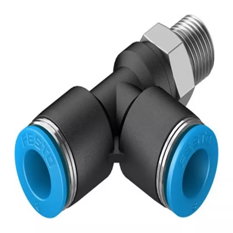 Festo T Fitting QSTL R 1/8 Male Connector A Threaded-to-Tube, QSTL-1/8-8 (Bag of 10 Pcs)