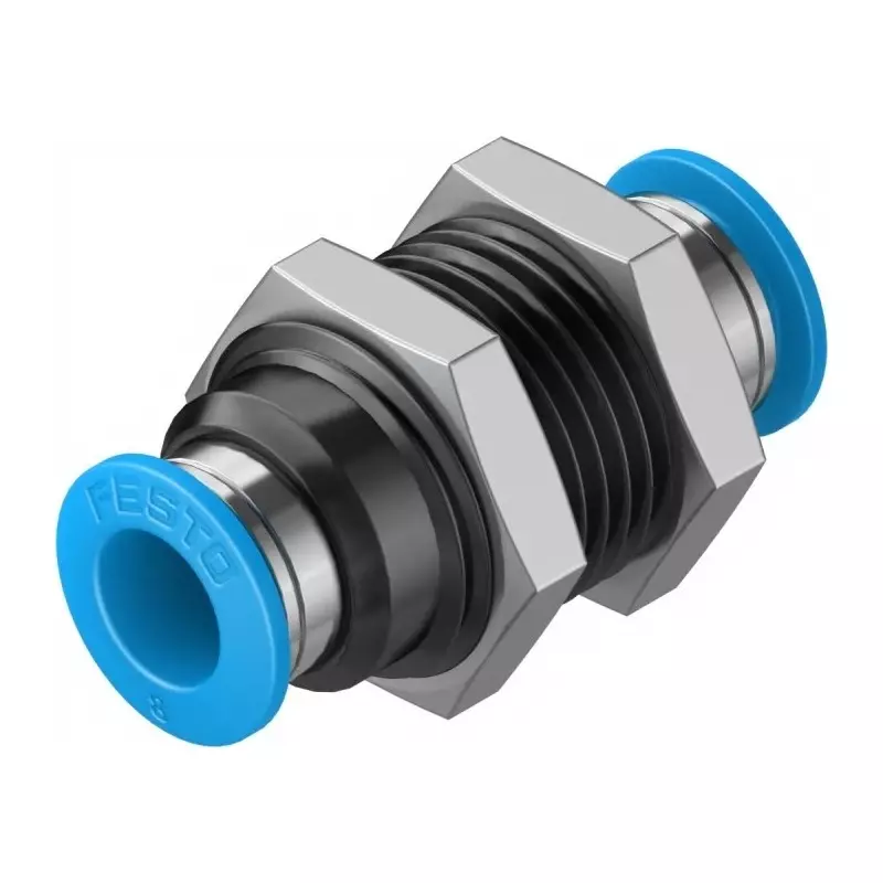 Festo Bulkhead Tube-to-Tube Adaptor QSS Push In 8 mm Connector A Tube-to-Tube, QSS-8 (Bag of 10 Pcs)