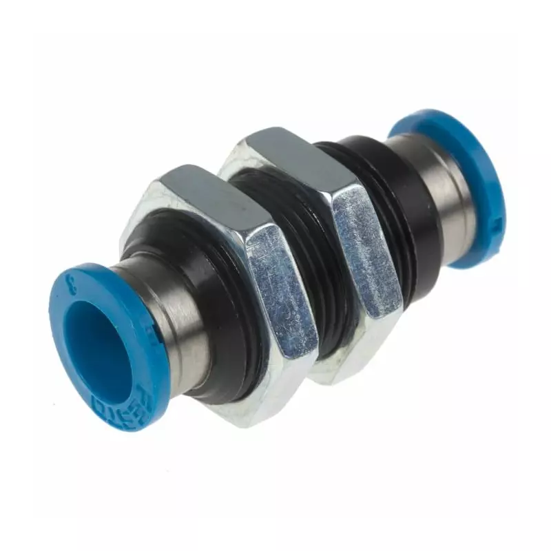 Festo Bulkhead Tube-to-Tube Adaptor QSS Push In 8 mm Connector A Tube-to-Tube, QSS-8 (Bag of 10 Pcs)