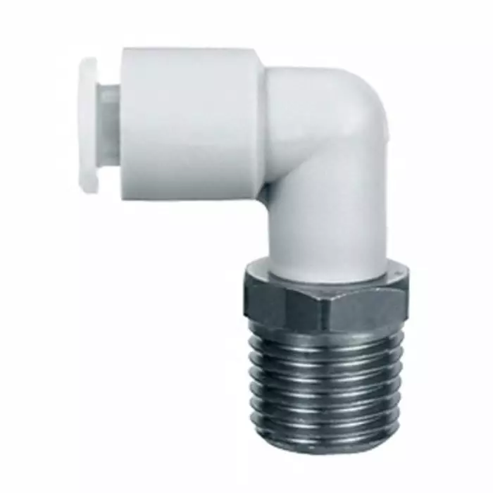 SMC KG Series Elbow Fitting, 12 mm to R 1/2, Threaded-to-Tube Connection Style, KGL12-04 (Pack of 2 )