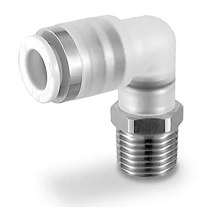 SMC KP Series Elbow Fitting, 12 mm to R 3/8 Male, Threaded-to-Tube Connection Style, KPGL12-03 (Pack of 5 )