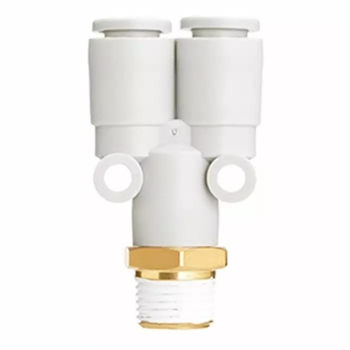 SMC KQ2U Series Y Fitting, 12 mm, Threaded-to-Tube Connection Style, KQ2U12-U03A (Pack of 5 )
