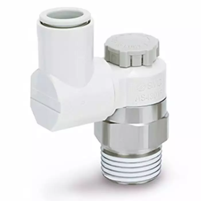 SMC AS Series Threaded Speed Controller, R 1/2 Male Inlet Port x 10 mm Tube Outlet Port, AS4301F-04-10SA