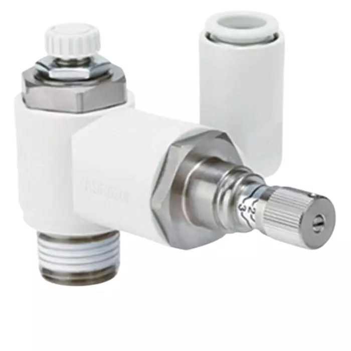 SMC ASR Series Threaded Air Saving Valve, R 1/4 Male Inlet Port x 8 mm Tube Outlet Port, ASR530F-02-08S