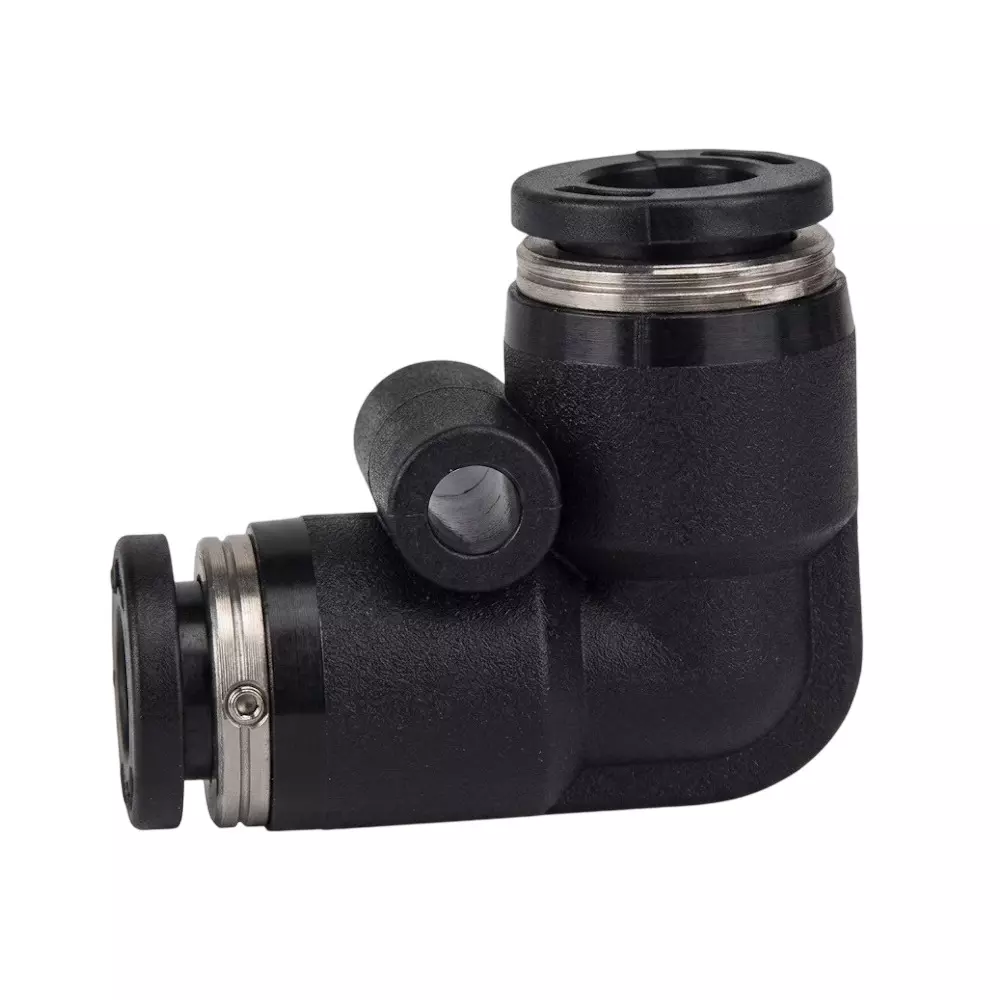 RTQD PGL Series Unequal Elbow Black Cap Heavy Fitting, Size 10-8 mm for Pneumatics Application