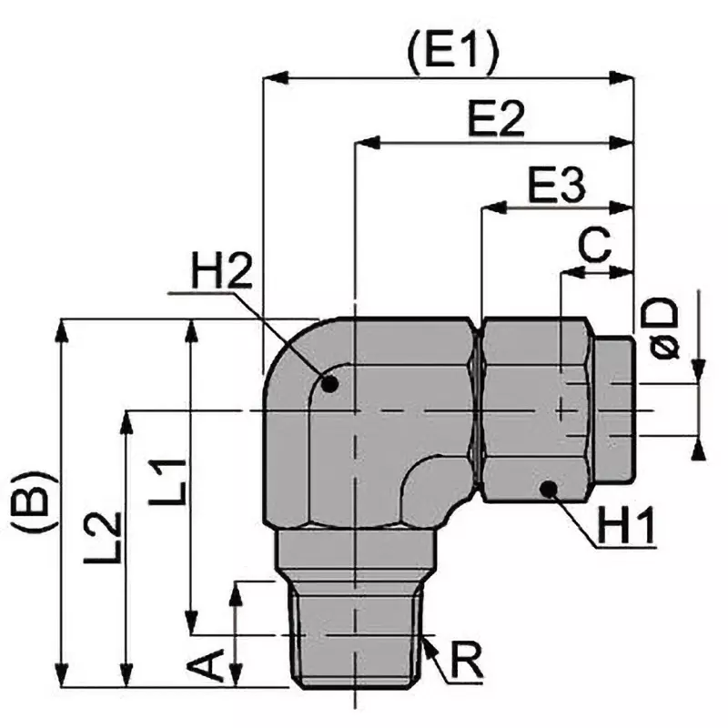 PISCO 20 mm² Section Area SUS316 Tightening Fitting Elbow, NSL1075-02