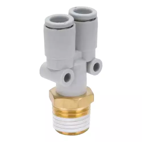 SMC Branch Y Fitting 3/8 inch (9.5 mm) Connection Screw and 8 mm Tube Size, KQ2U08-03AS
