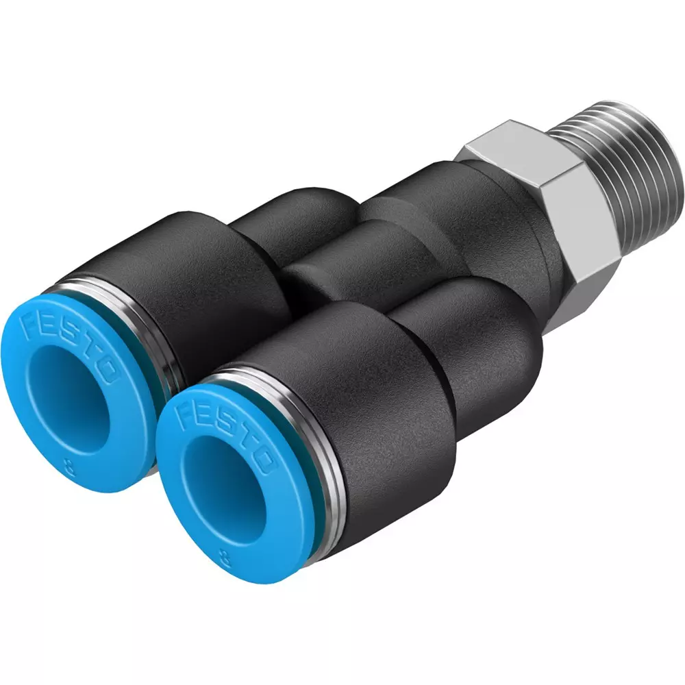 FESTO Push-in Y-Fitting PBT Housing Material 5.9 mm Nominal Size, QSY-1/8-8 (Pack of 10)