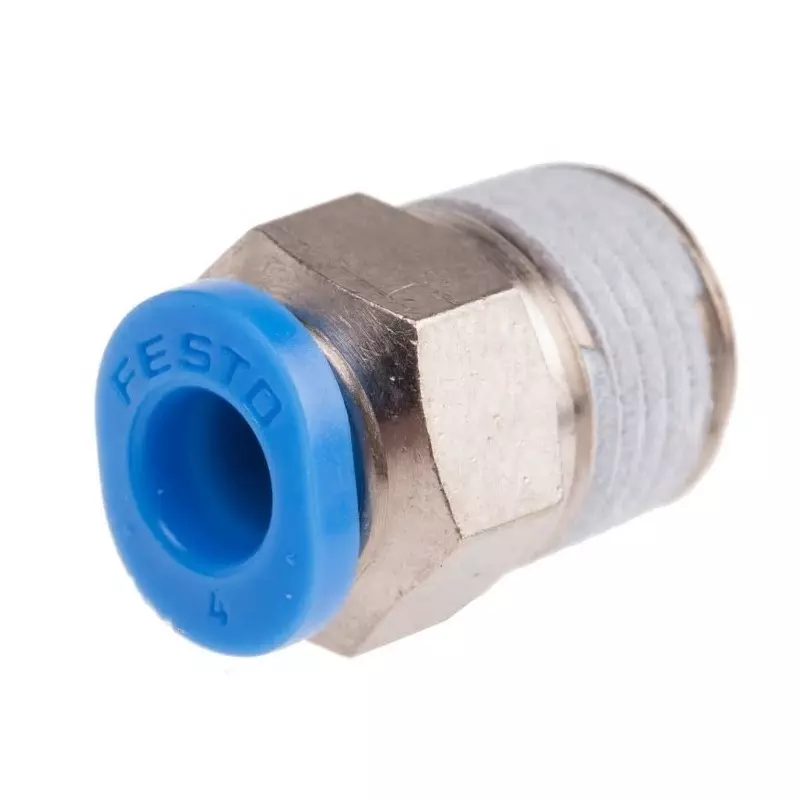 Festo Straight Threaded Adaptor QS R 1/8 Male Connector A Threaded-to-Tube, QSM-1/8-4 (Bag of 10 Pcs)