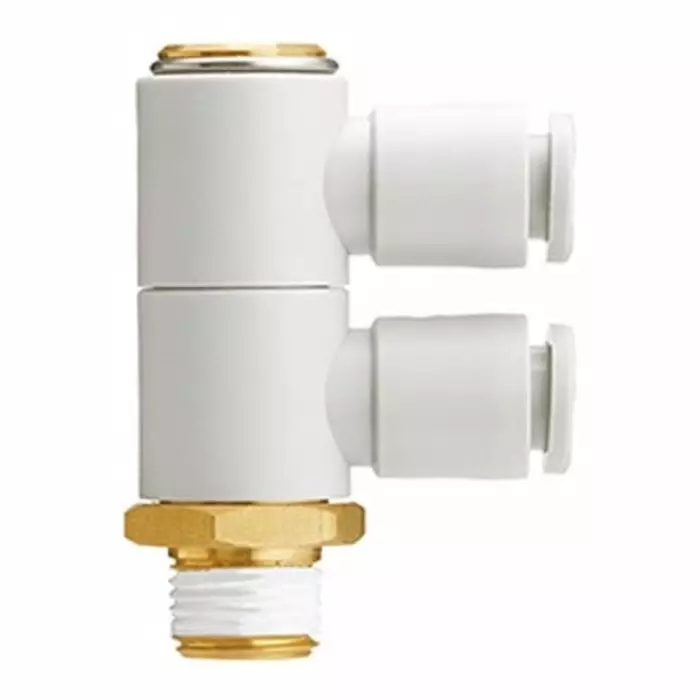 SMC KQ2 Series Double Universal Male Elbow, 8 mm to R 1/8 Male, Threaded-to-Tube Connection Style, KQ2VD08-01AS