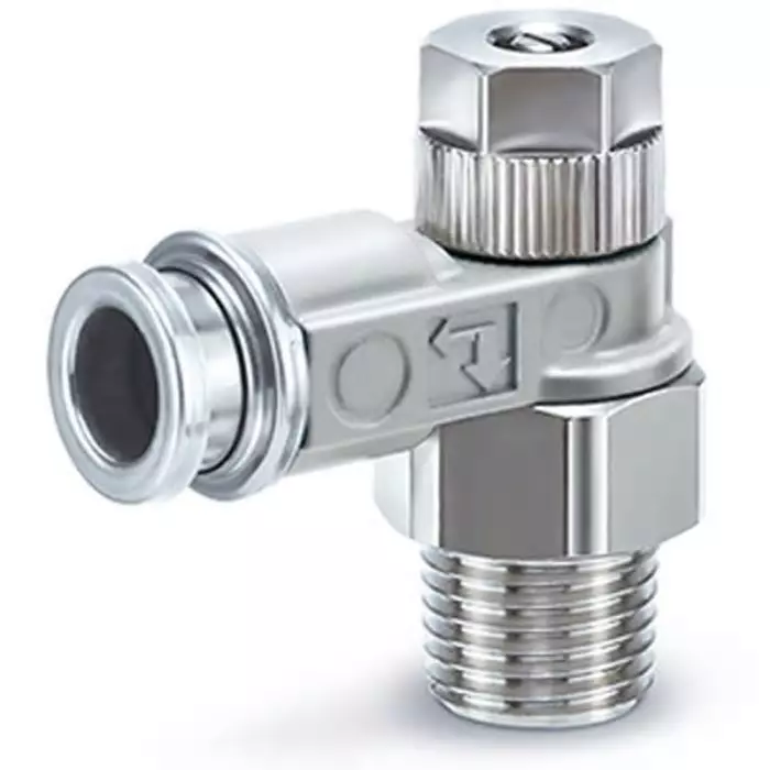 SMC ASB-D Series Threaded Speed Controller, R 1/4 Male Inlet Port x 8 mm Tube Outlet Port, ASB2201-02-08SD